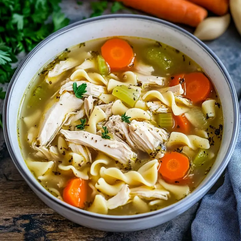 Homemade Crockpot Chicken Noodle Soup Snack On Meat