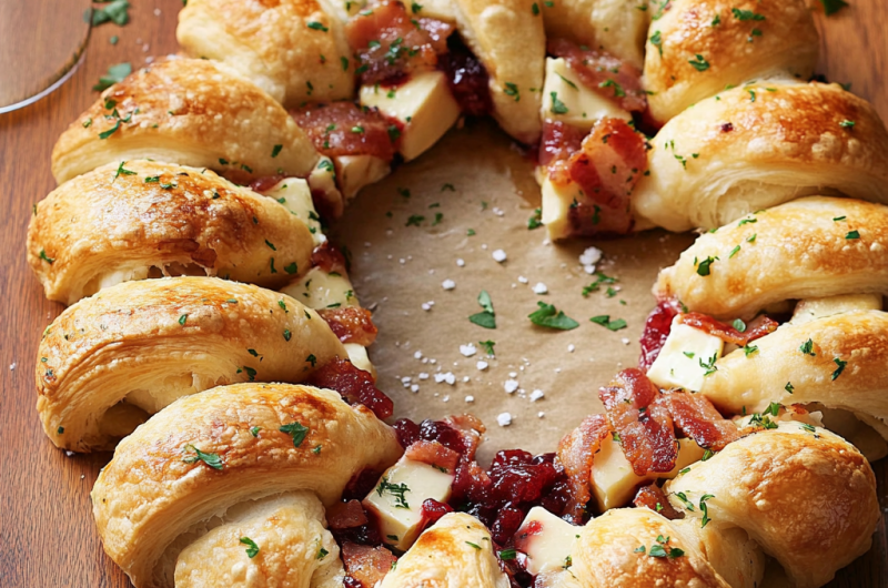 Bacon Brie Crescent Wreath