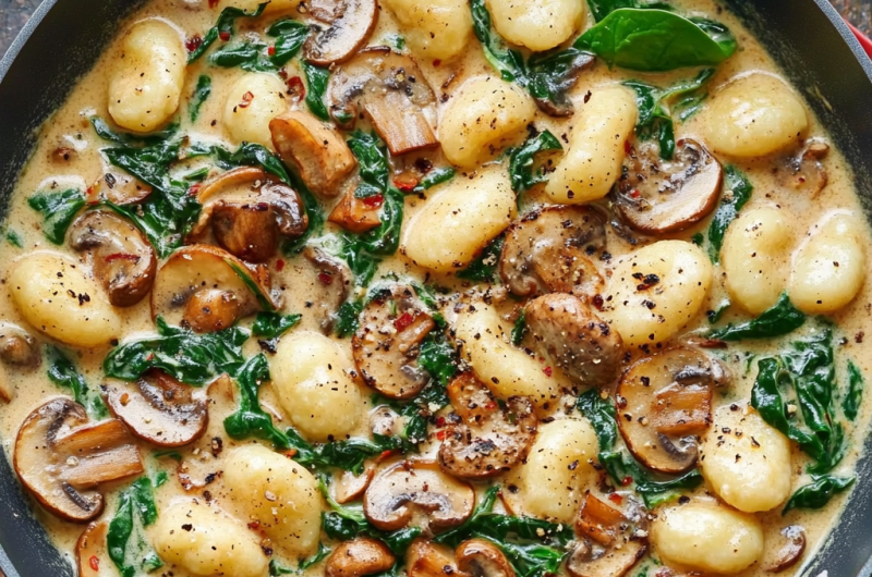 One-Pan Spinach and Mushroom Gnocchi