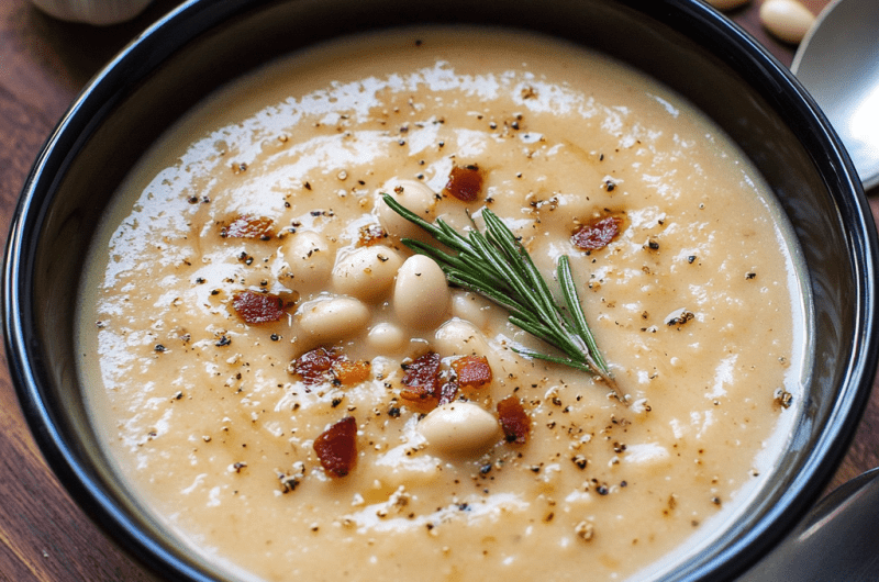 Rosemary and Roasted Garlic White Bean Soup