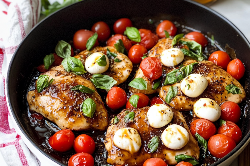 One Pan Balsamic Basil Chicken