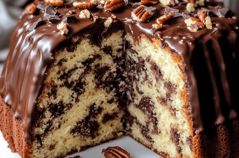 Decadent German Chocolate Pecan Pound Cake Delight