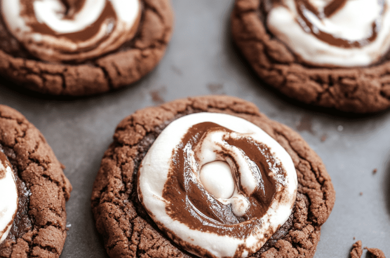 Chocolate Marshmallow Swirl Cookies