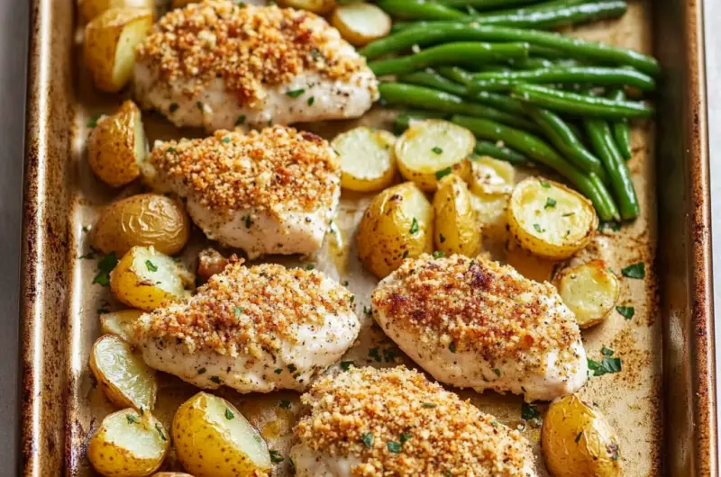 Parmesan Crusted Chicken Sheet Pan Dinner