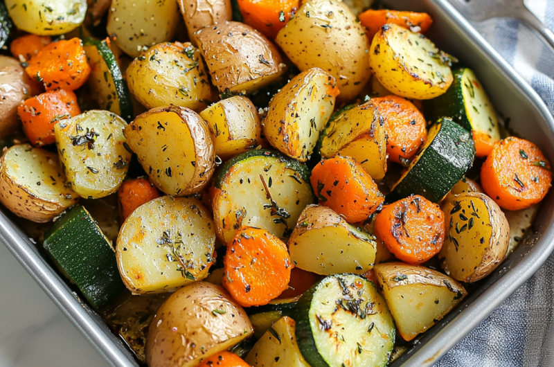 Garlic Herb Roasted Potatoes, Carrots, and Zucchini