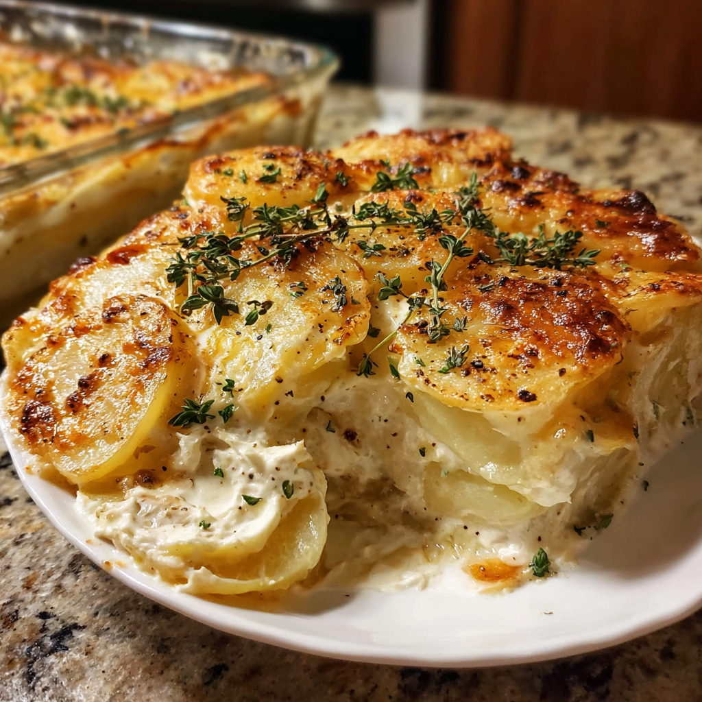Garlic Scalloped Potatoes with Greek Yogurt (Creamy & Lighter) - Snack ...